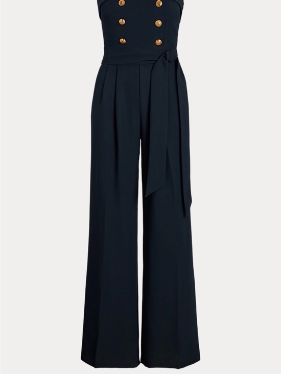 Ralph Lauren Pants - NWT Lauren Ralph Lauren Navy Jumpsuit Gold Crest Buttons Size 6 MSRP $345